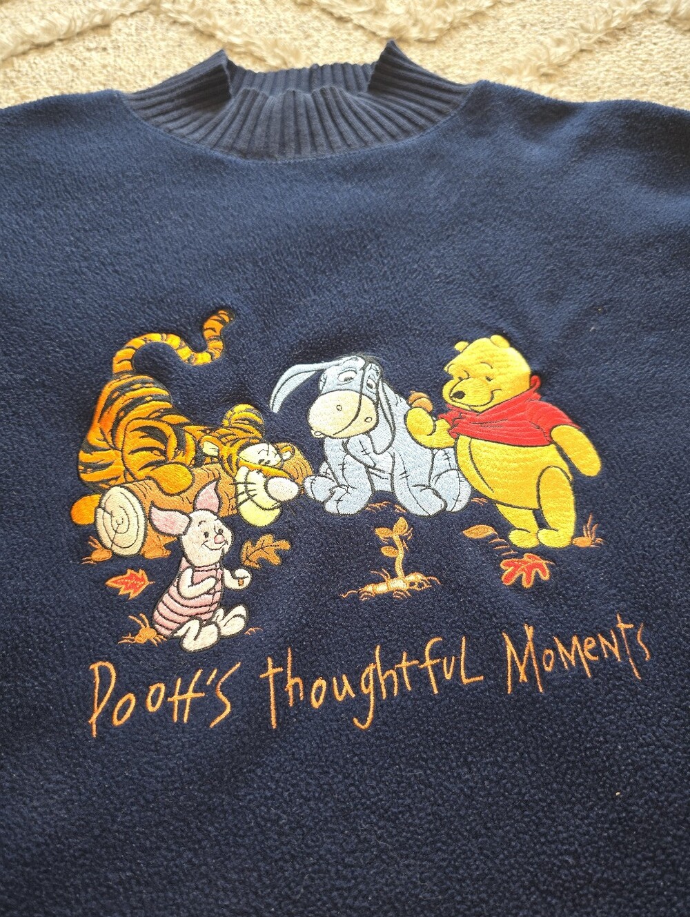 Disney Pooh’s Thoughtful Moments Sweater Size L Fleece Vintage 90’s Turtleneck - Picture 2 of 7